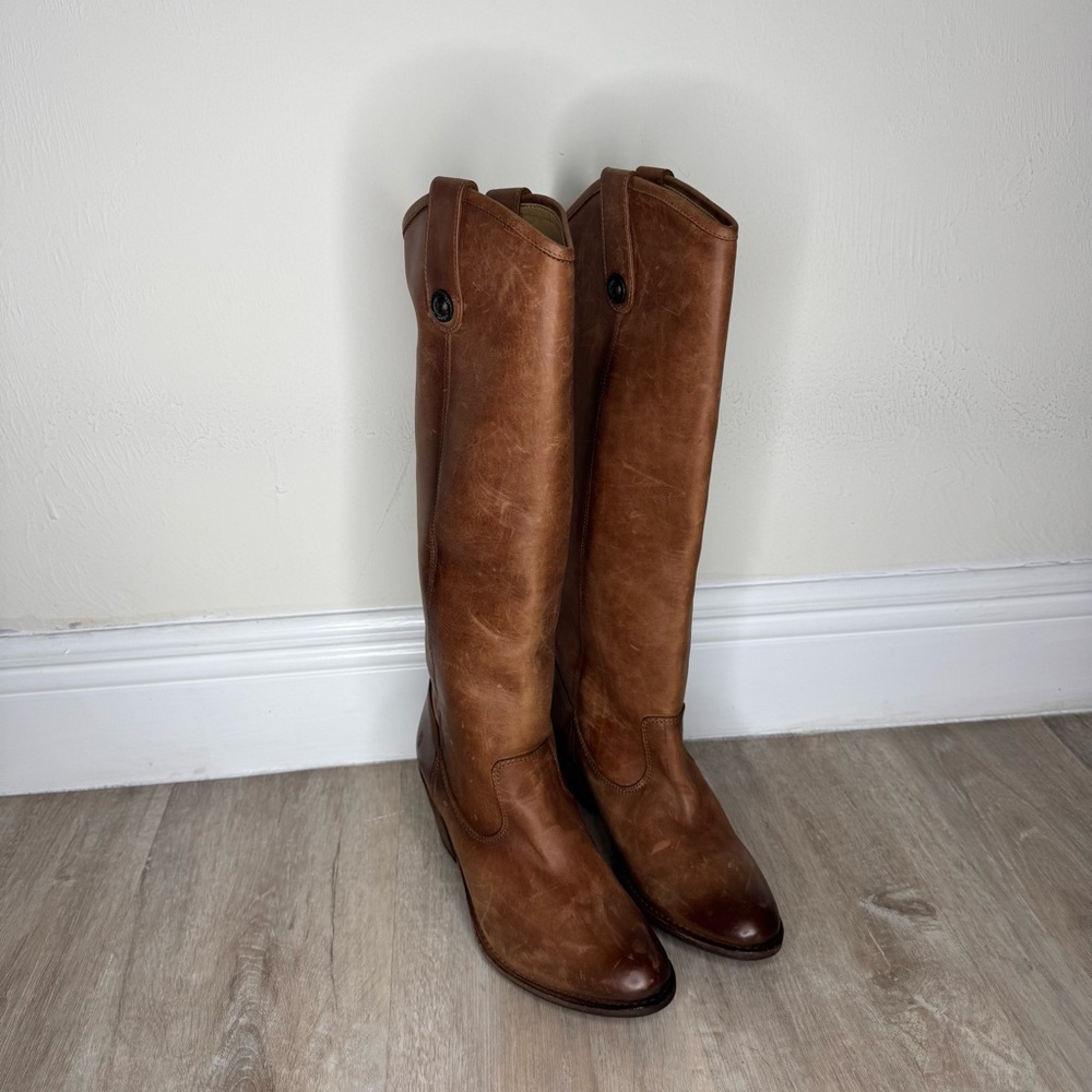 FRYE 'Jackie Button' Boot, Gorgeous Distressed Cognac Brown - Size 8.5 B NEW